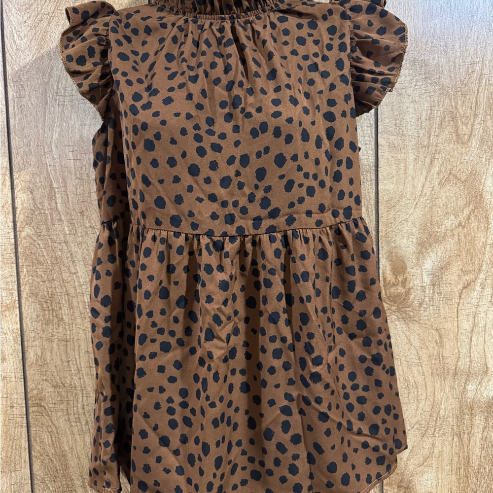 Emery Rose Polka Dot Ruffle Top
